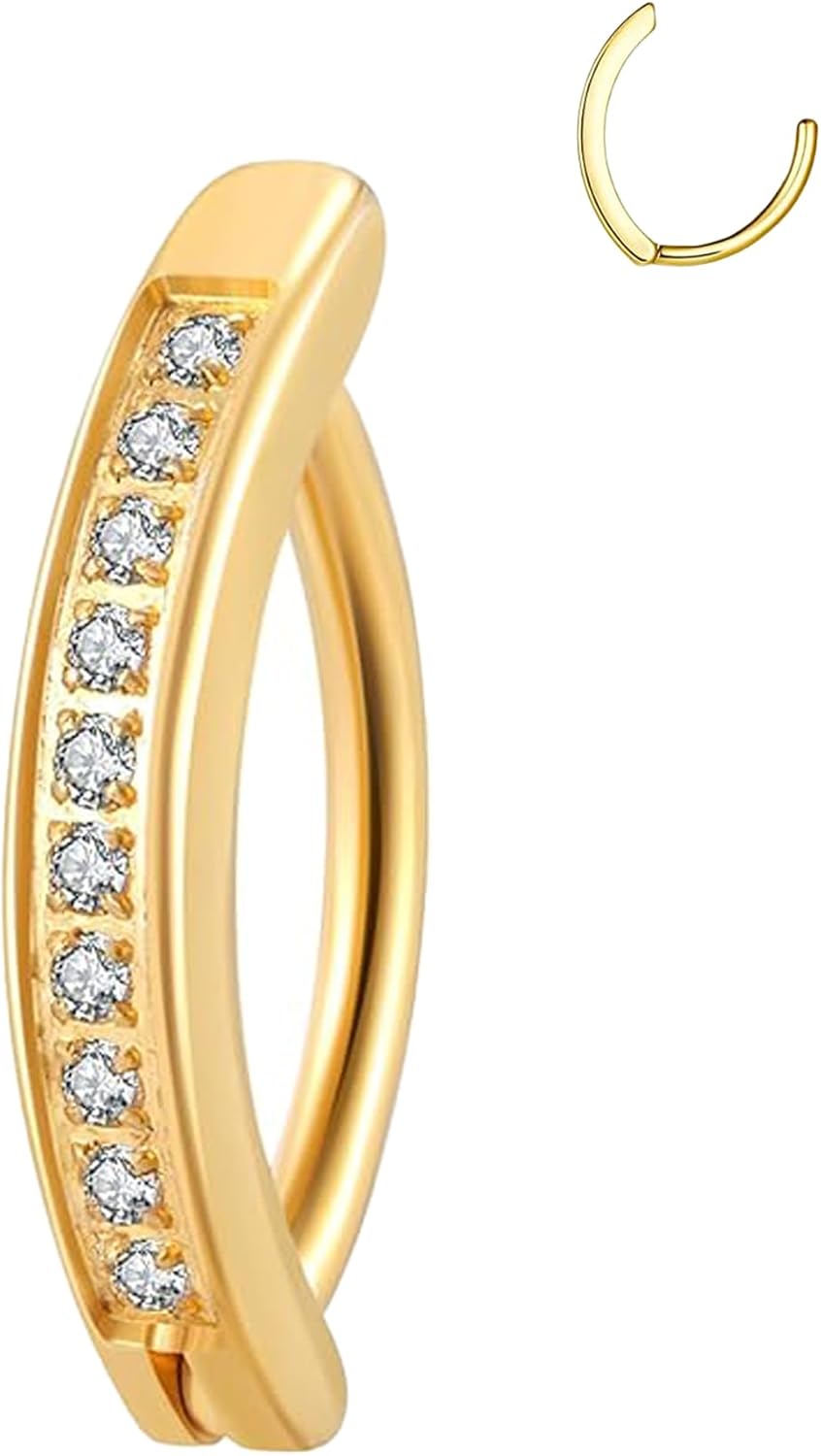 14G Clicker Belly Button Ring，Surgical Stainless Steel Hinged Belly Button Rings Belly Barbell Piercing Navel Barbell Body Jewelry 2PCS - 我的商店我的商店我的商店