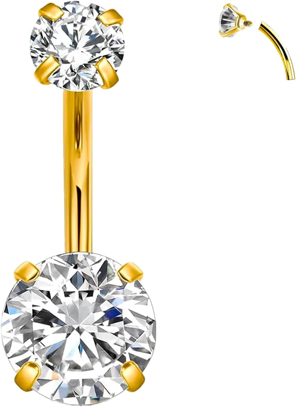 14G Clicker Belly Button Ring，Surgical Stainless Steel Hinged Belly Button Rings Belly Barbell Piercing Navel Barbell Body Jewelry 2PCS - 我的商店我的商店我的商店