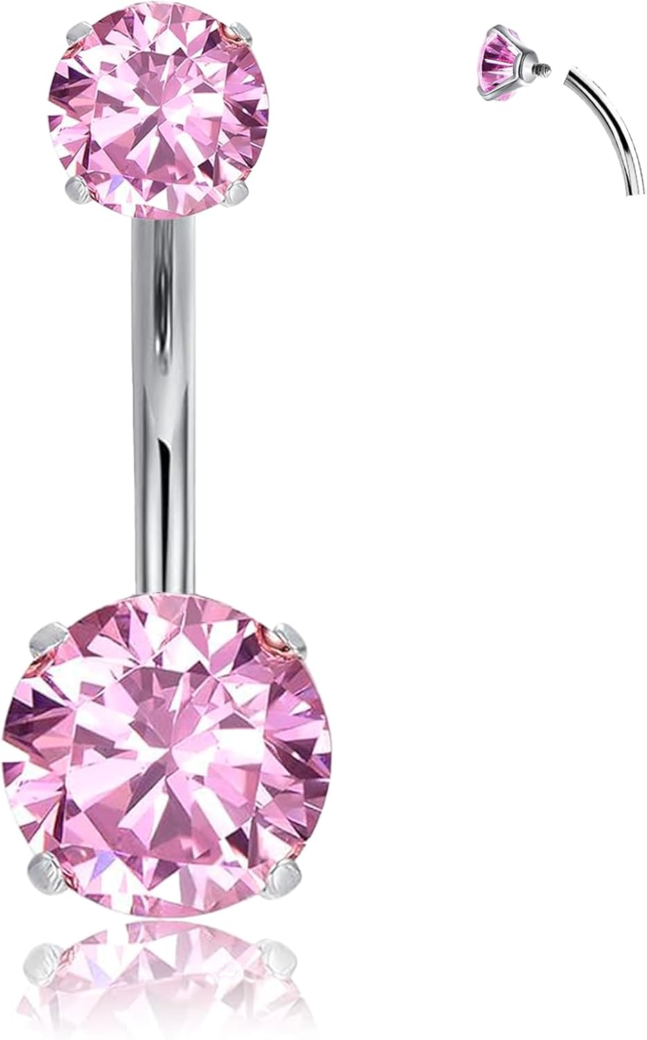 14G Clicker Belly Button Ring，Surgical Stainless Steel Hinged Belly Button Rings Belly Barbell Piercing Navel Barbell Body Jewelry 2PCS - 我的商店我的商店我的商店