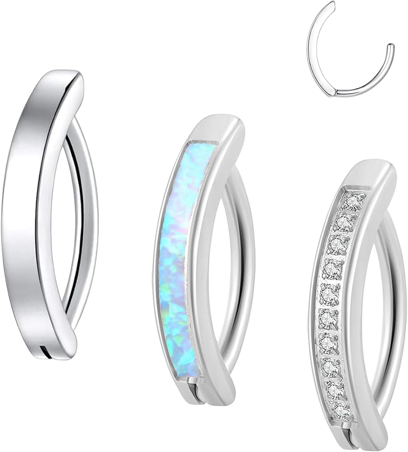 14G Clicker Belly Button Ring，Surgical Stainless Steel Hinged Belly Button Rings Belly Barbell Piercing Navel Barbell Body Jewelry 2PCS - 我的商店我的商店我的商店