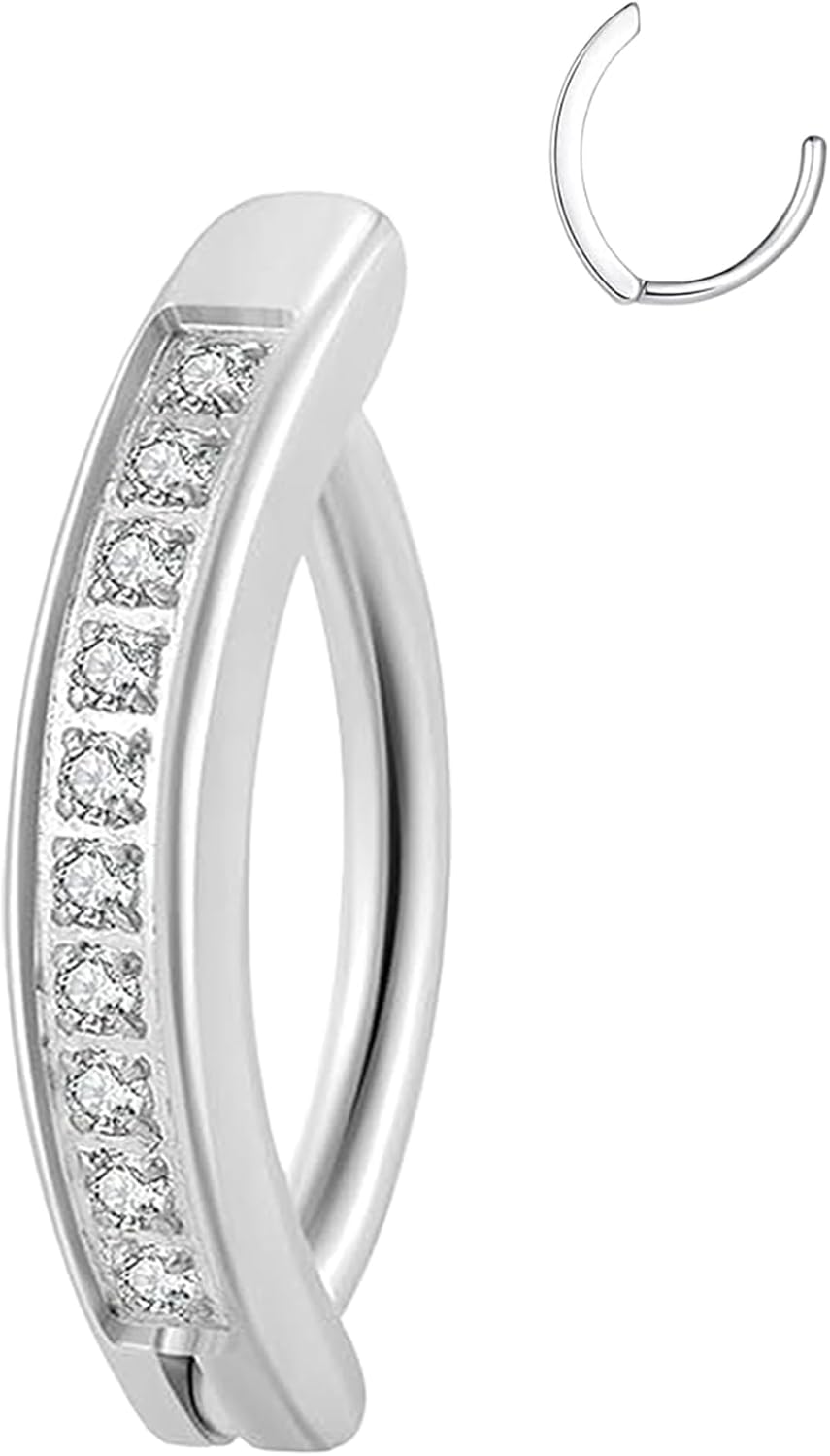 14G Clicker Belly Button Ring，Surgical Stainless Steel Hinged Belly Button Rings Belly Barbell Piercing Navel Barbell Body Jewelry 2PCS - 我的商店我的商店我的商店