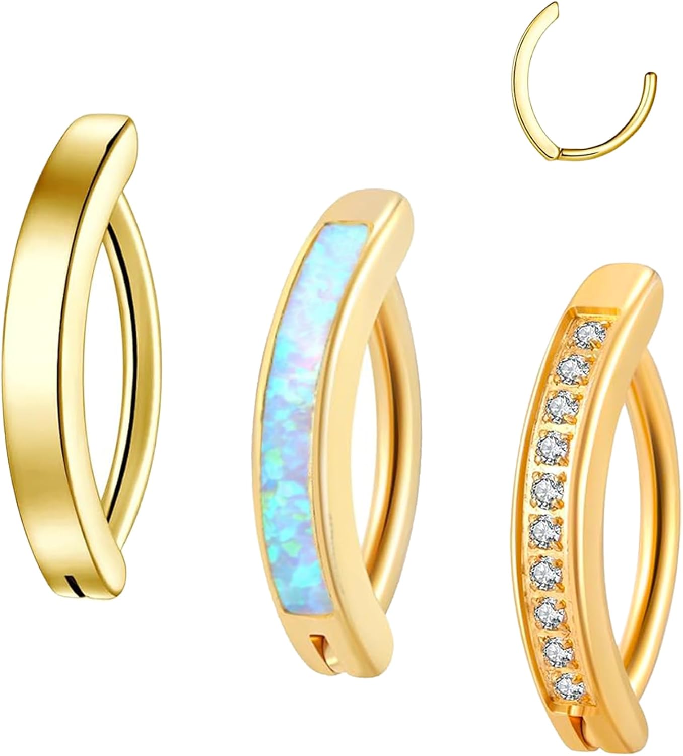 14G Clicker Belly Button Ring，Surgical Stainless Steel Hinged Belly Button Rings Belly Barbell Piercing Navel Barbell Body Jewelry 2PCS - 我的商店我的商店我的商店