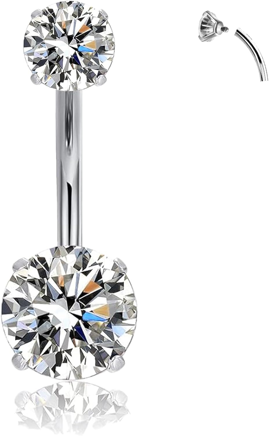 14G Clicker Belly Button Ring，Surgical Stainless Steel Hinged Belly Button Rings Belly Barbell Piercing Navel Barbell Body Jewelry 2PCS - 我的商店我的商店我的商店