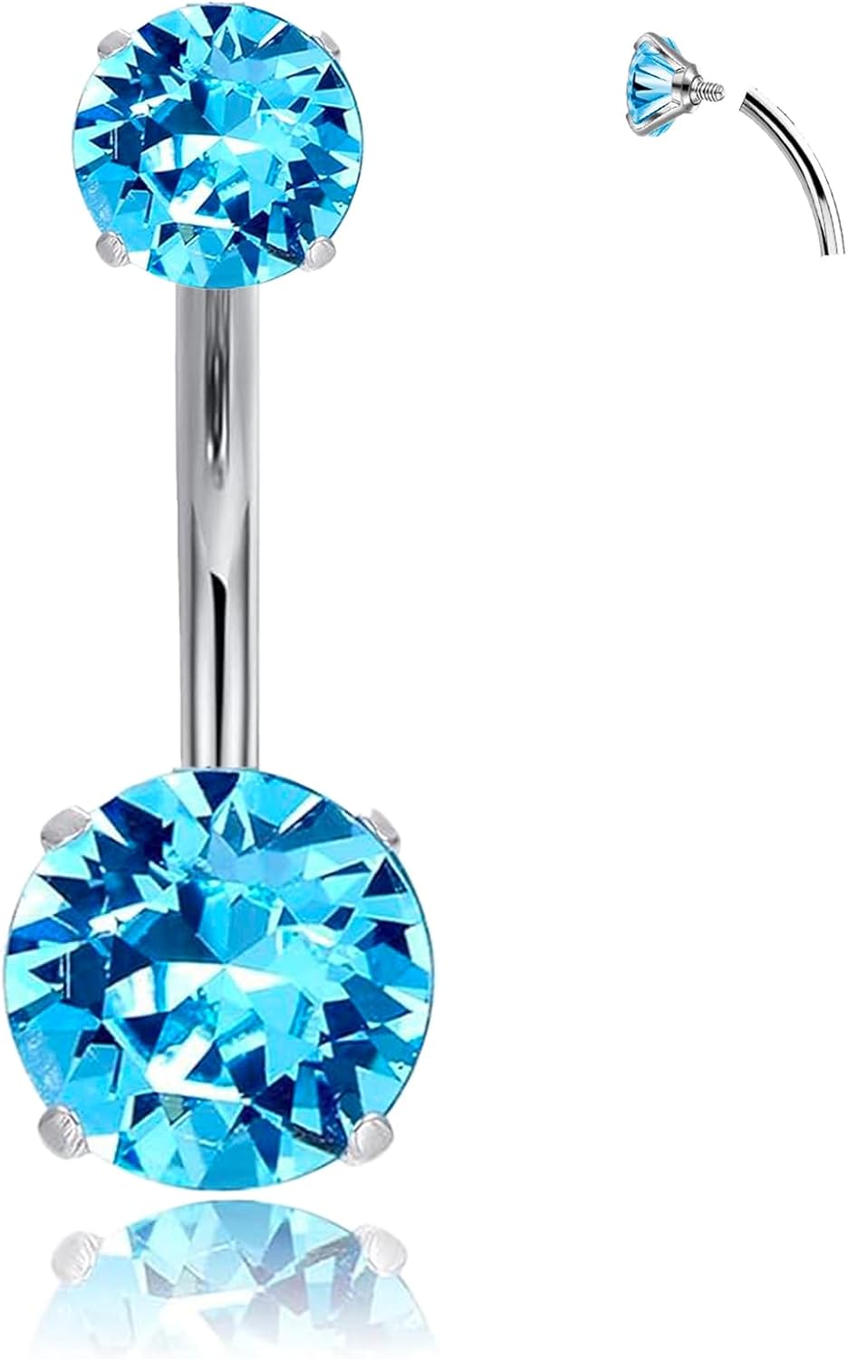 14G Clicker Belly Button Ring，Surgical Stainless Steel Hinged Belly Button Rings Belly Barbell Piercing Navel Barbell Body Jewelry 2PCS - 我的商店我的商店我的商店