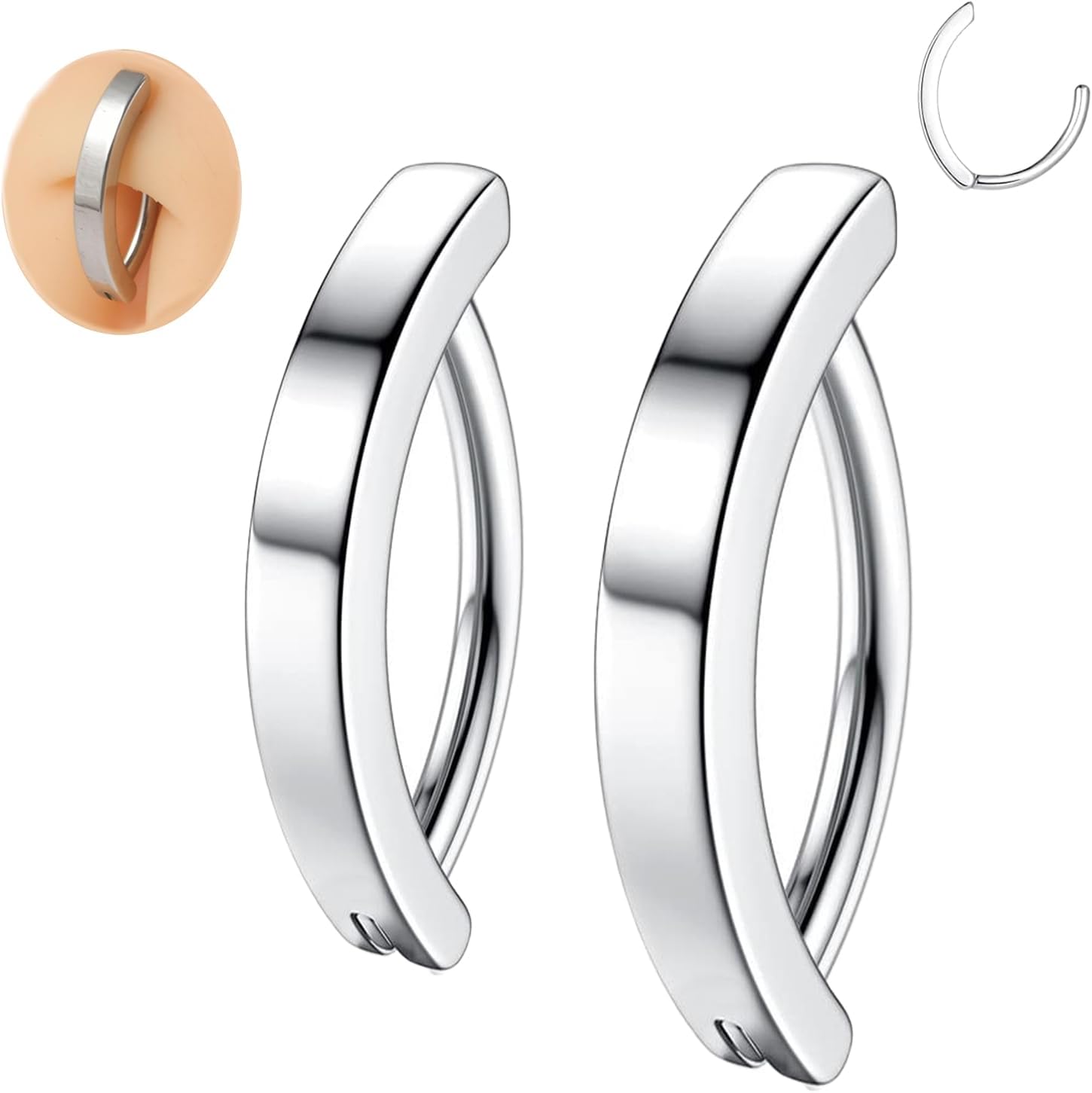 14G Clicker Belly Button Ring，Surgical Stainless Steel Hinged Belly Button Rings Belly Barbell Piercing Navel Barbell Body Jewelry 2PCS - 我的商店我的商店我的商店