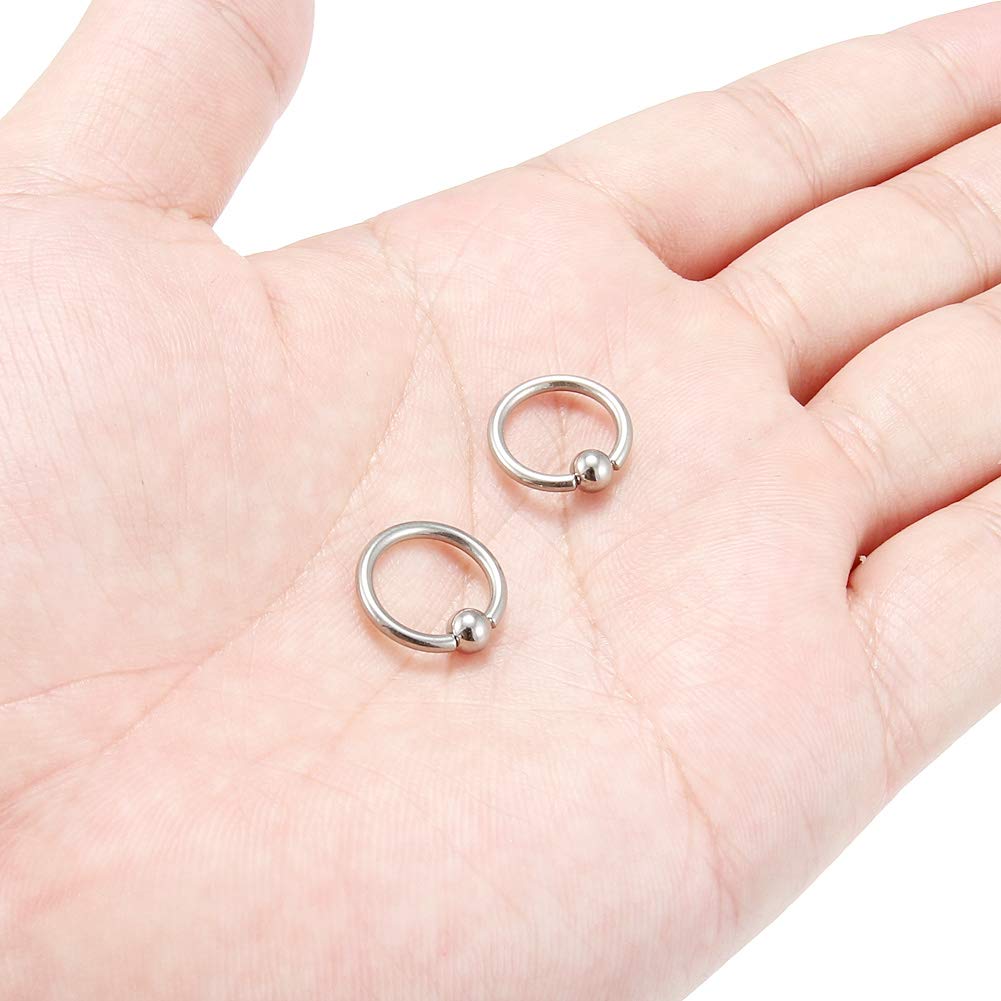14G G23 Titanium Captive Bead Ring Nose Rings Hoop Helix Daith Cartilage Tragus Earrings Nipple Eyebrow Body Piercing - QIAO Crystal我的商店QIAO Crystal