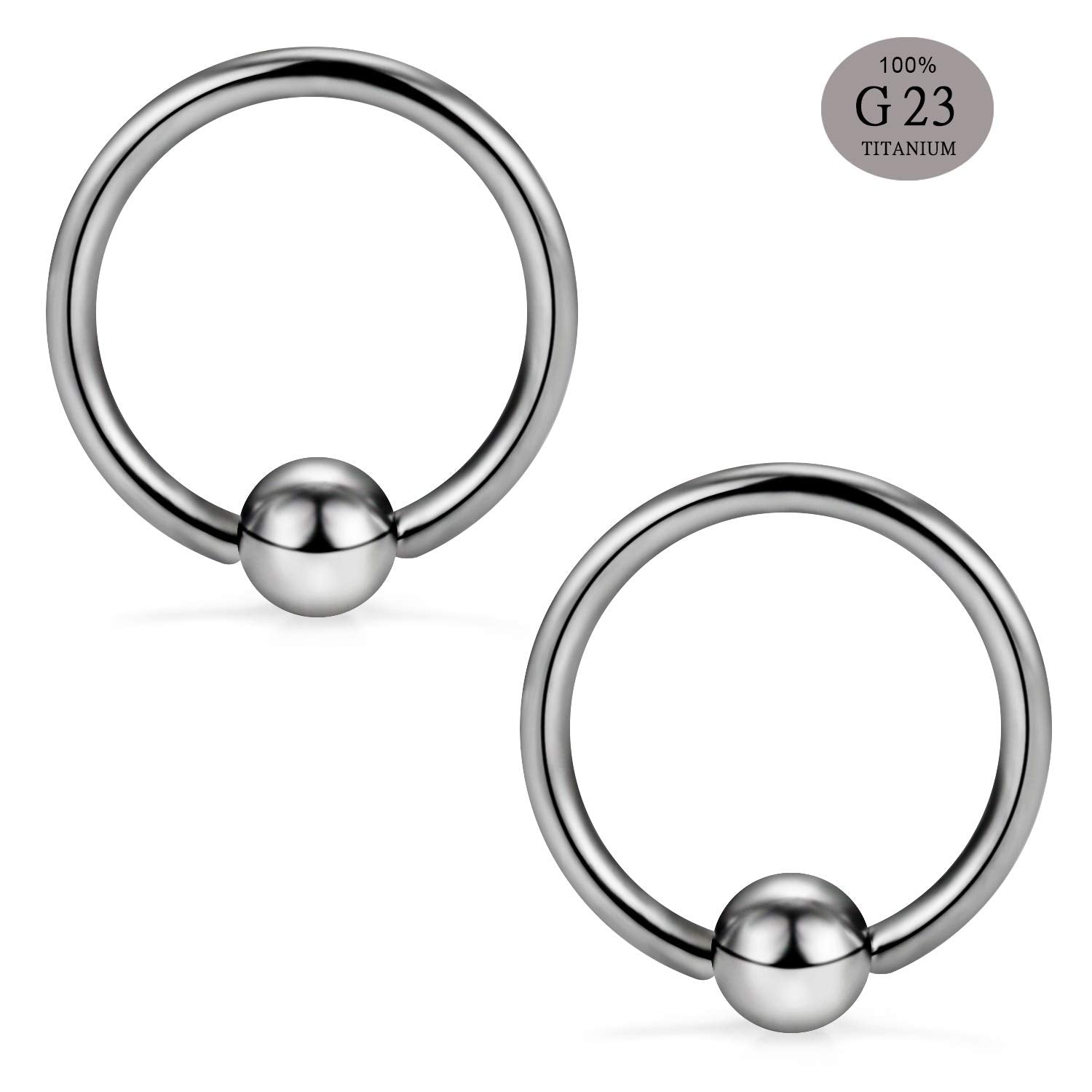 14G G23 Titanium Captive Bead Ring Nose Rings Hoop Helix Daith Cartilage Tragus Earrings Nipple Eyebrow Body Piercing - QIAO Crystal我的商店QIAO Crystal