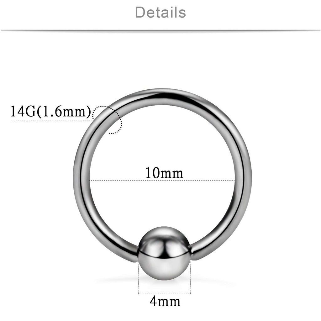 14G G23 Titanium Captive Bead Ring Nose Rings Hoop Helix Daith Cartilage Tragus Earrings Nipple Eyebrow Body Piercing - QIAO Crystal我的商店QIAO Crystal