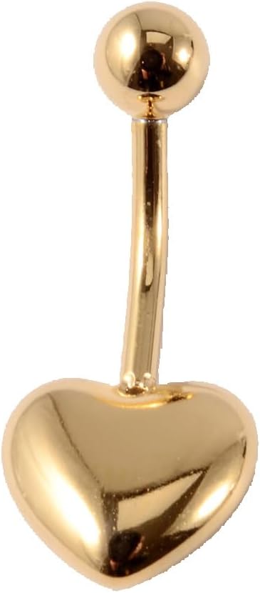 14G Heart Belly Button Ring for Women Surgical Steel Curved Bar Barbell Belly Navel Piercing Studs Minimalist Body Piercing Jewelry - 我的商店我的商店我的商店