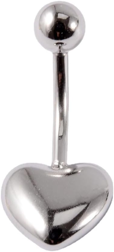 14G Heart Belly Button Ring for Women Surgical Steel Curved Bar Barbell Belly Navel Piercing Studs Minimalist Body Piercing Jewelry - 我的商店我的商店我的商店