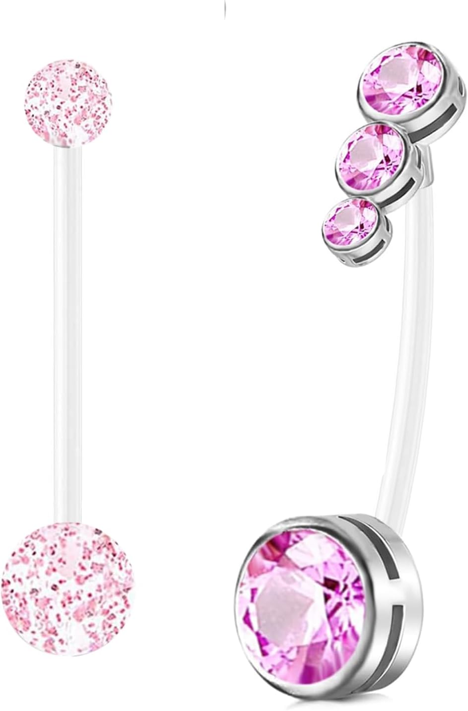 14G Heart Flexible Clear Acrylic Pregnancy Belly Button Ring Butterfly Dangle Pregnancy Maternity Belly Rings - 我的商店我的商店我的商店