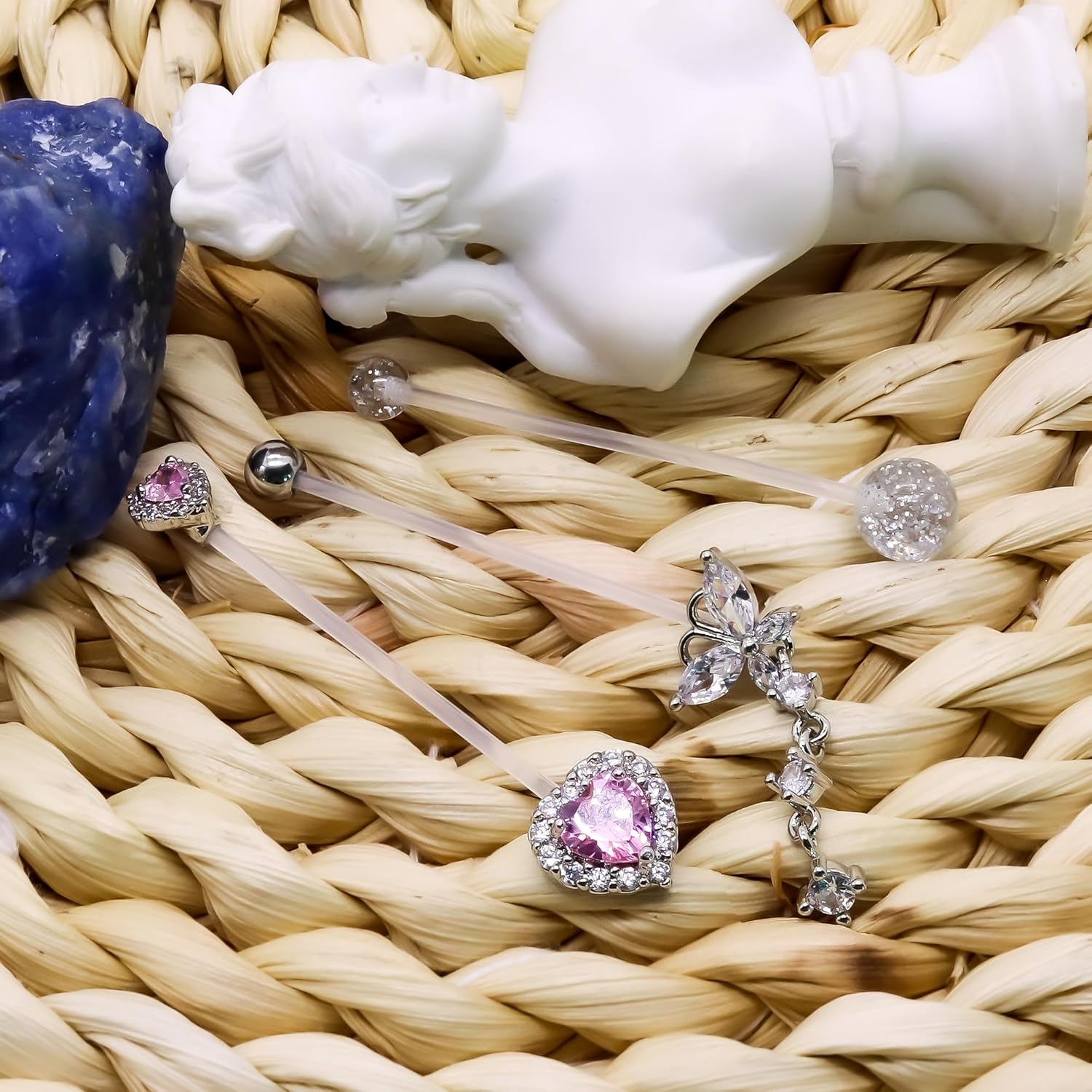 14G Heart Flexible Clear Acrylic Pregnancy Belly Button Ring Butterfly Dangle Pregnancy Maternity Belly Rings - 我的商店我的商店我的商店