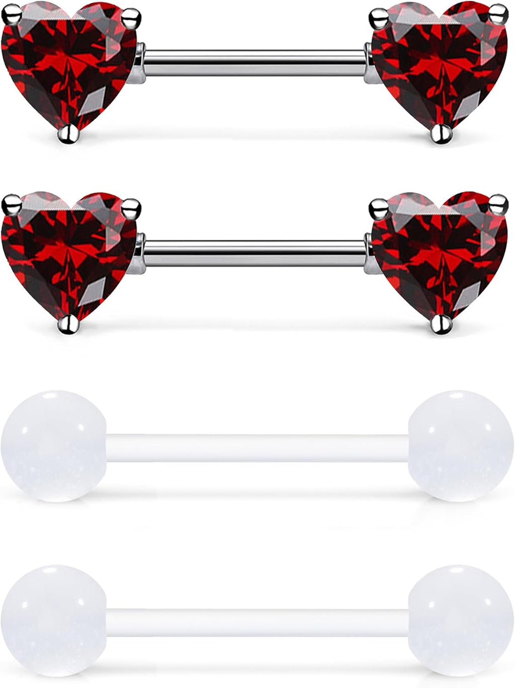 14G Heart Nipple Piercing Jewelry Surgical Steel & F136 ASTM titanium heart shaped nipple rings - QIAO CrystalQIAO CrystalQIAO Crystal