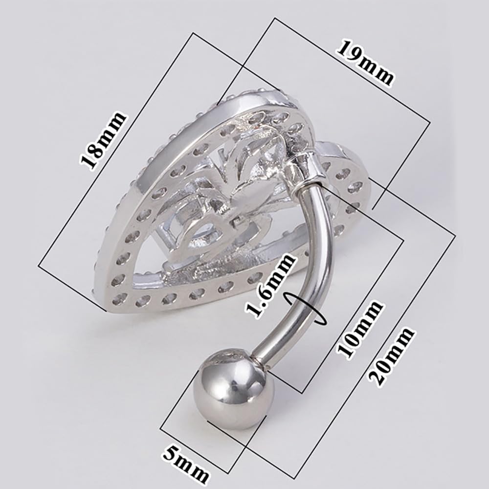14G Heart Spider Reverse Belly Button Rings for Women Stainless Steel Cubic Zirconia Belly Navel Barbell Rings Belly Piercing Jewelry - 我的商店我的商店我的商店