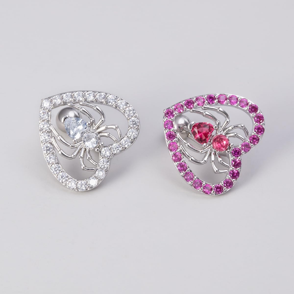 14G Heart Spider Reverse Belly Button Rings for Women Stainless Steel Cubic Zirconia Belly Navel Barbell Rings Belly Piercing Jewelry - 我的商店我的商店我的商店