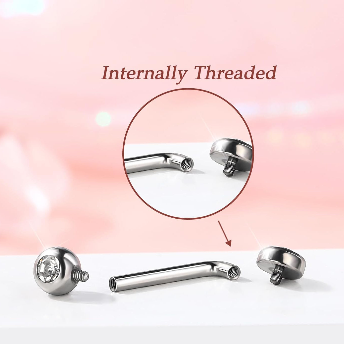 14G Internally Threaded Belly Ring Stainless Steel 316L Belly Button Ring Transparent Round CZ Navel Piercing Jewellery for Women 10/12/14/16 mm - 我的商店我的商店我的商店