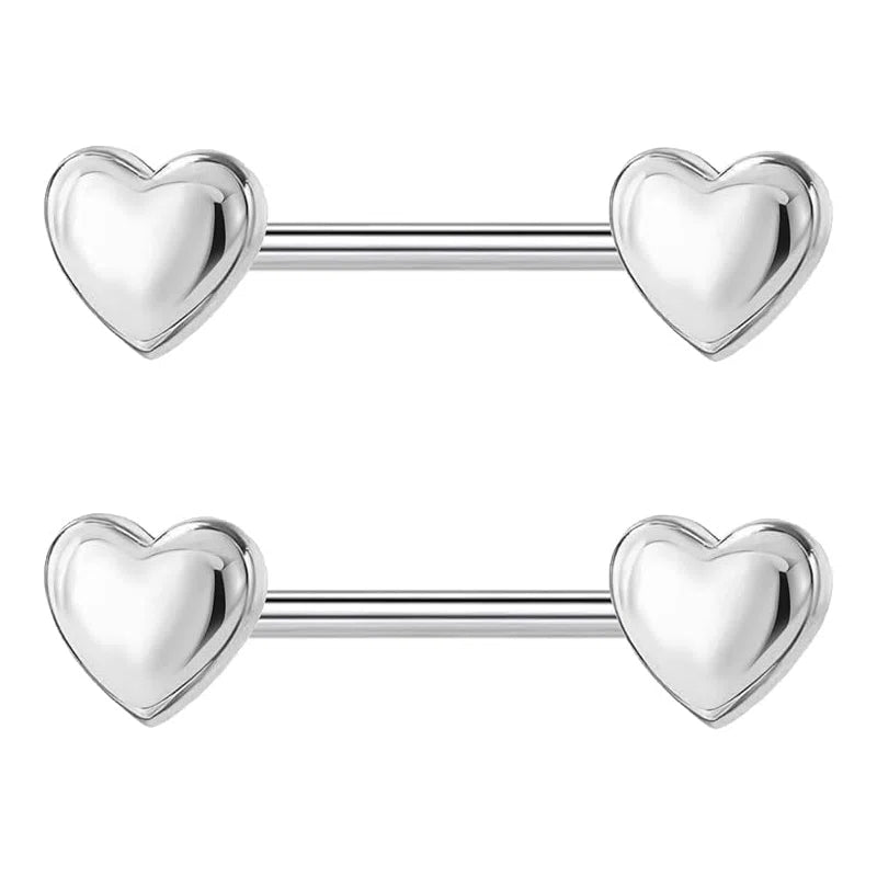 14G Minimalist Heart Nipple Rings Heart Tongue Rings Barbells Piercing Body Jewelry for Women - QIAO CrystalQIAO CrystalQIAO Crystal