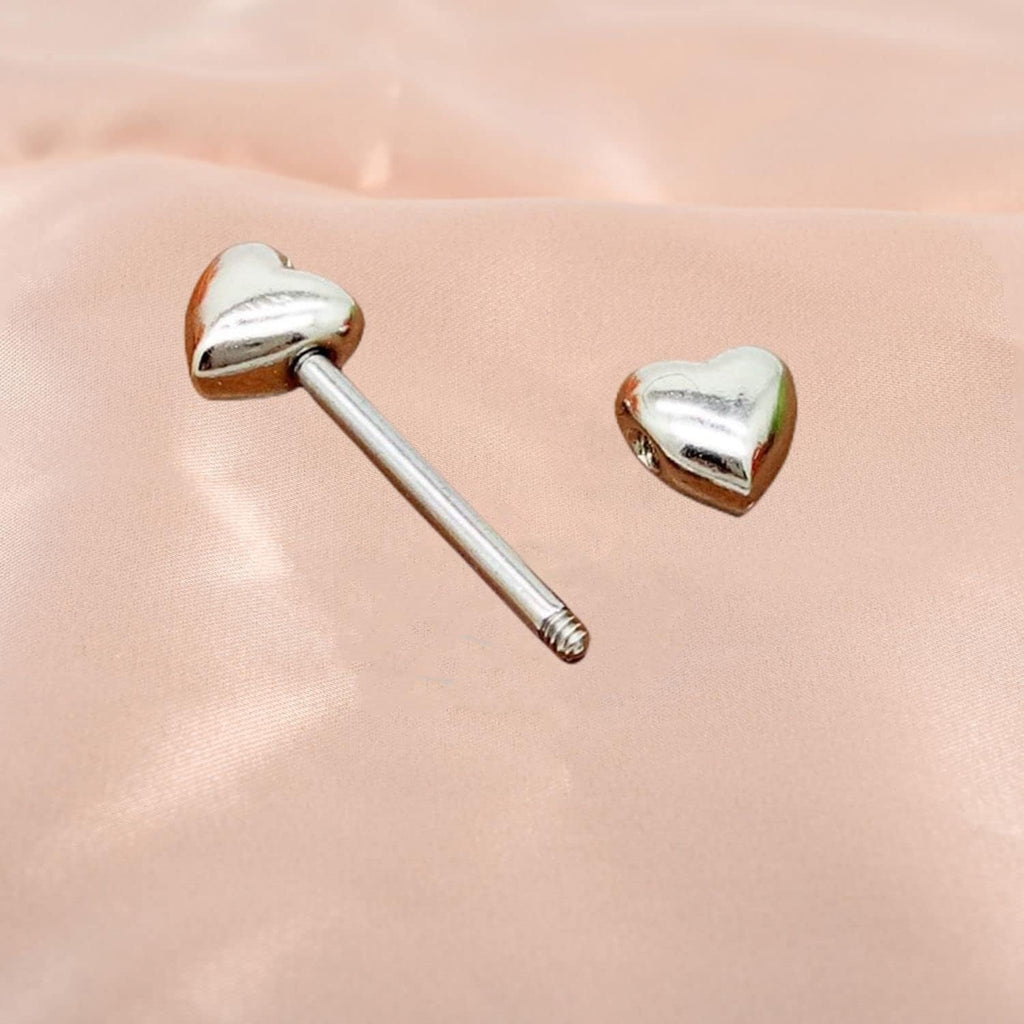 14G Minimalist Heart Nipple Rings Stainless Steel Love Hearts Nipplerings Straight Tongue Rings Barbell Bar Piercing Body Jewelry for Women - QIAO CrystalQIAO CrystalQIAO Crystal