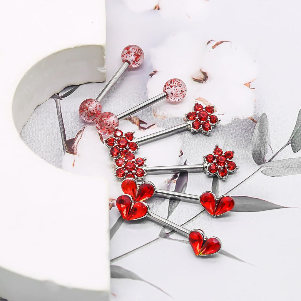 14G Nipple Rings for Women 316L Stainless Steel Heart,Devil,Flower Nipple Barbell CZ Nipple Rings Set Nipplerings Piercing - QIAO CrystalQIAO CrystalQIAO Crystal