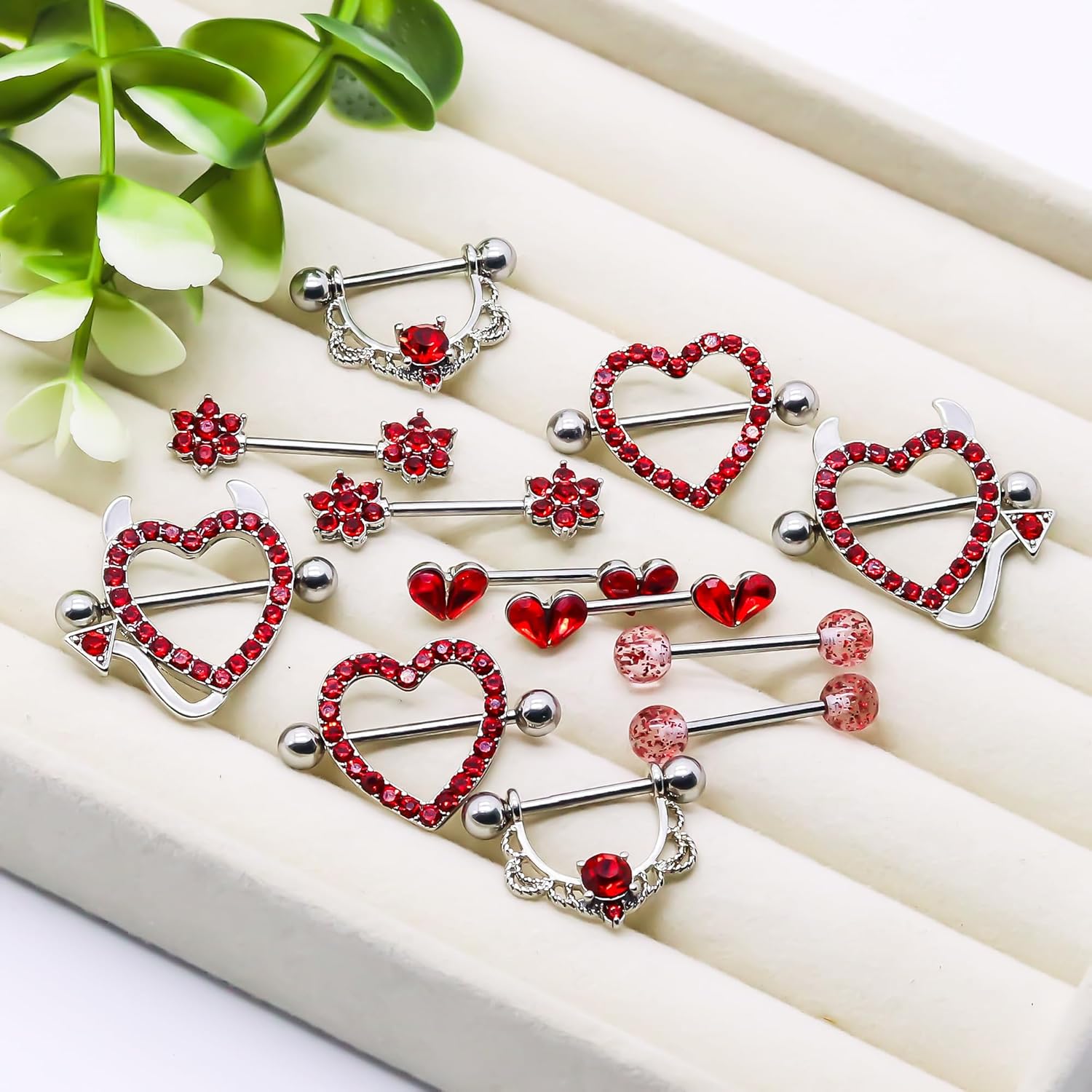 14G Nipple Rings for Women 316L Stainless Steel Heart,Devil,Flower Nipple Barbell CZ Nipple Rings Set Nipplerings Piercing - QIAO CrystalQIAO CrystalQIAO Crystal