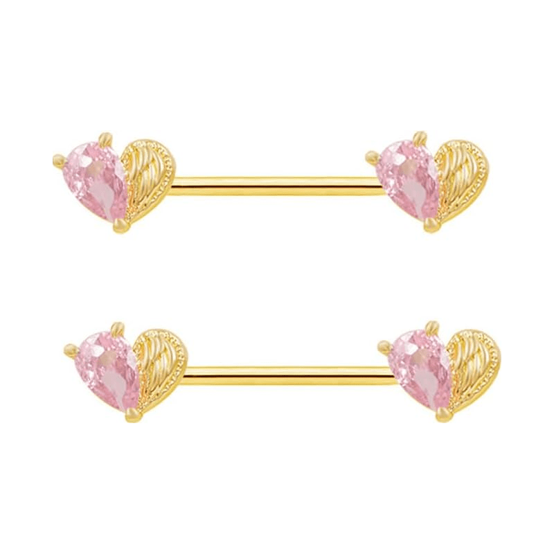14G Pink CZ Heart Nipple Rings for Women Hypoallergenic Surgical Steel Nipplerings Nipple Barbell Shield Studs Dainty Nipple Piercing Jewelry - QIAO CrystalQIAO CrystalQIAO Crystal