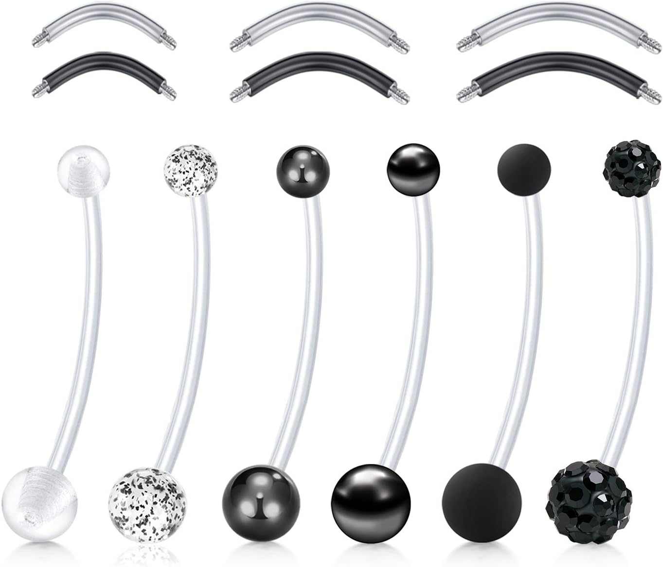 14G Pregnancy Belly Button Rings with Replacement Balls Flexible Bioplast Sport Maternity Belly Ring Retainer for Women Navel Piercing Retainer 1 1/2Inch (38mm) - 我的商店我的商店我的商店