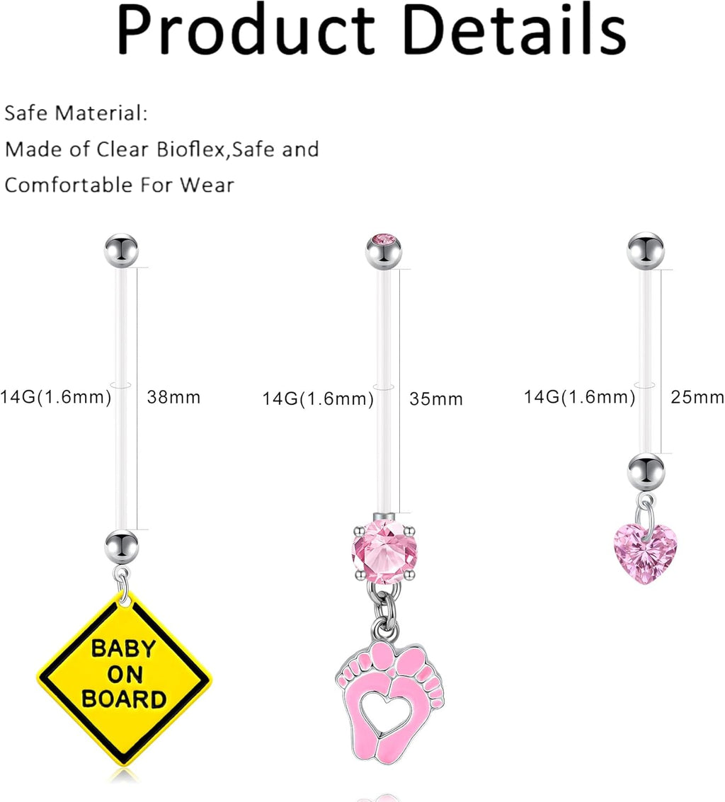 14G Pregnancy Belly Button Rings with Replacement Balls Flexible Bioplast Sport Maternity Belly Ring Retainer for Women Navel Piercing Retainer 1 1/2Inch (38mm) - 我的商店我的商店我的商店