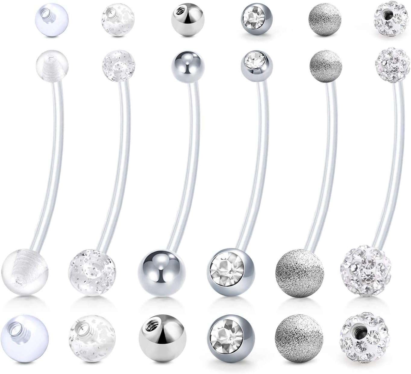 14G Pregnancy Belly Button Rings with Replacement Balls Flexible Bioplast Sport Maternity Belly Ring Retainer for Women Navel Piercing Retainer 1 1/2Inch (38mm) - 我的商店我的商店我的商店