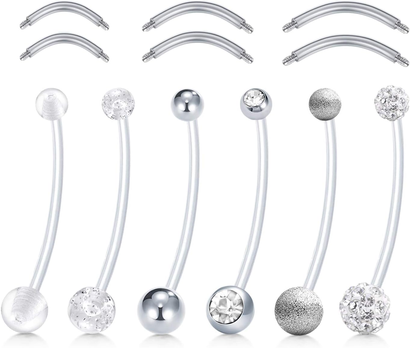 14G Pregnancy Belly Button Rings with Replacement Balls Flexible Bioplast Sport Maternity Belly Ring Retainer for Women Navel Piercing Retainer 1 1/2Inch (38mm) - 我的商店我的商店我的商店