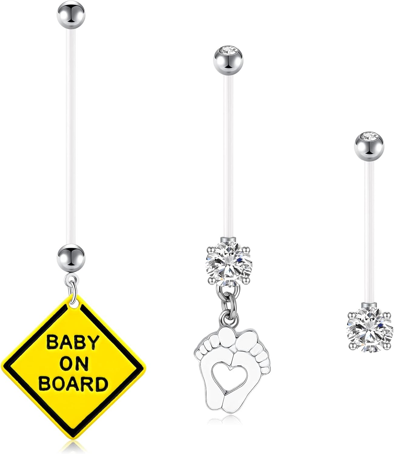 14G Pregnancy Belly Button Rings with Replacement Balls Flexible Bioplast Sport Maternity Belly Ring Retainer for Women Navel Piercing Retainer 1 1/2Inch (38mm) - 我的商店我的商店我的商店