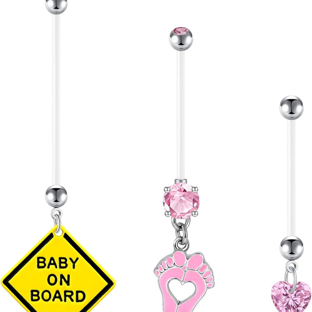 14G Pregnancy Belly Button Rings with Replacement Balls Flexible Bioplast Sport Maternity Belly Ring Retainer for Women Navel Piercing Retainer 1 1/2Inch (38mm) - 我的商店我的商店我的商店