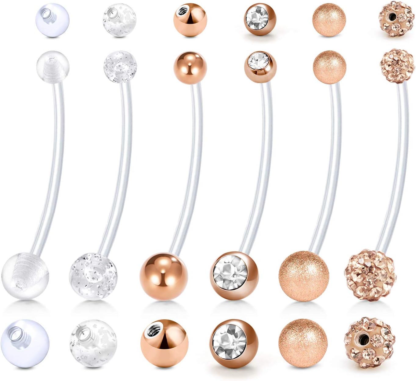 14G Pregnancy Belly Button Rings with Replacement Balls Flexible Bioplast Sport Maternity Belly Ring Retainer for Women Navel Piercing Retainer 1 1/2Inch (38mm) - 我的商店我的商店我的商店
