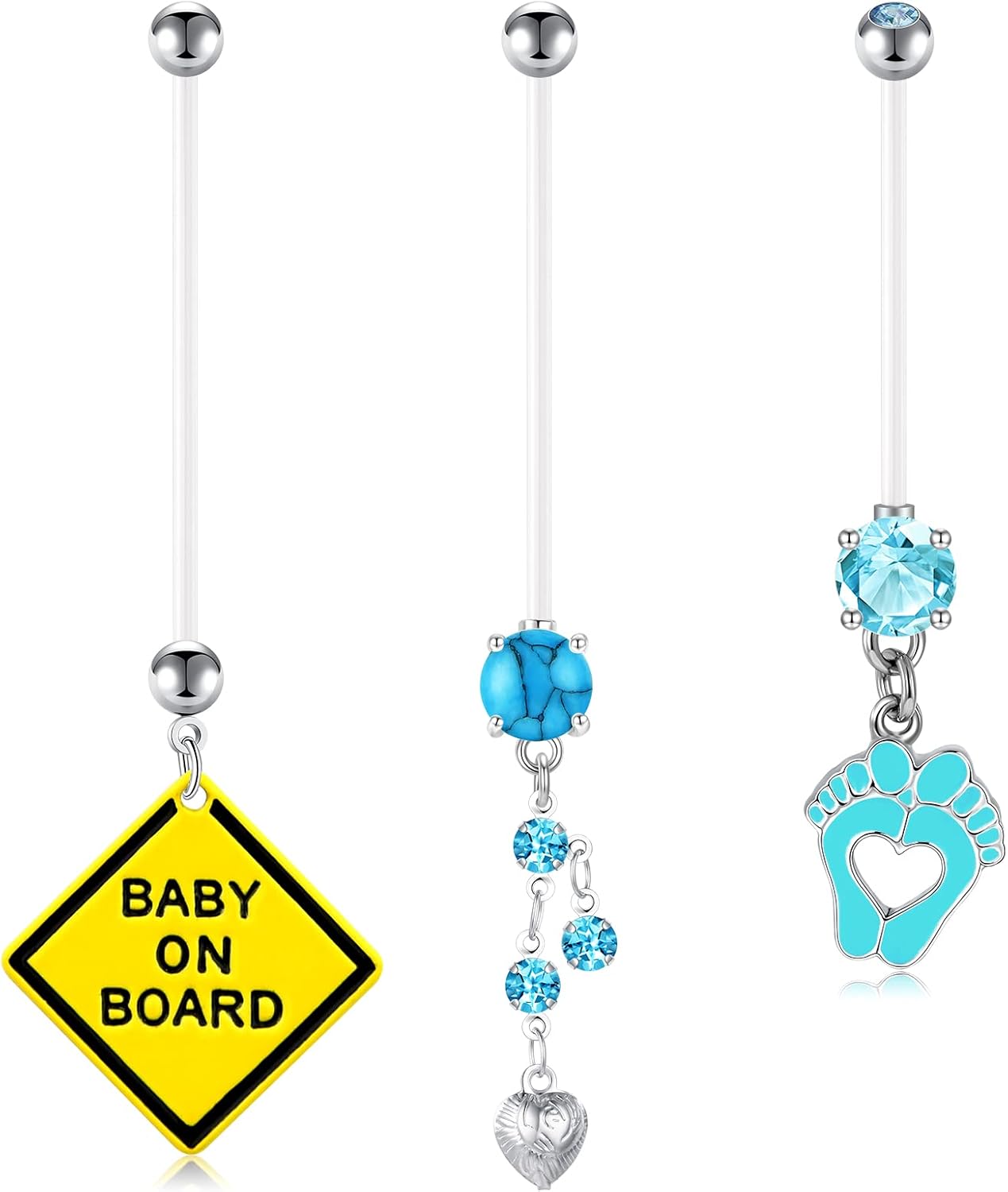 14G Pregnancy Belly Button Rings with Replacement Balls Flexible Bioplast Sport Maternity Belly Ring Retainer for Women Navel Piercing Retainer 1 1/2Inch (38mm) - 我的商店我的商店我的商店