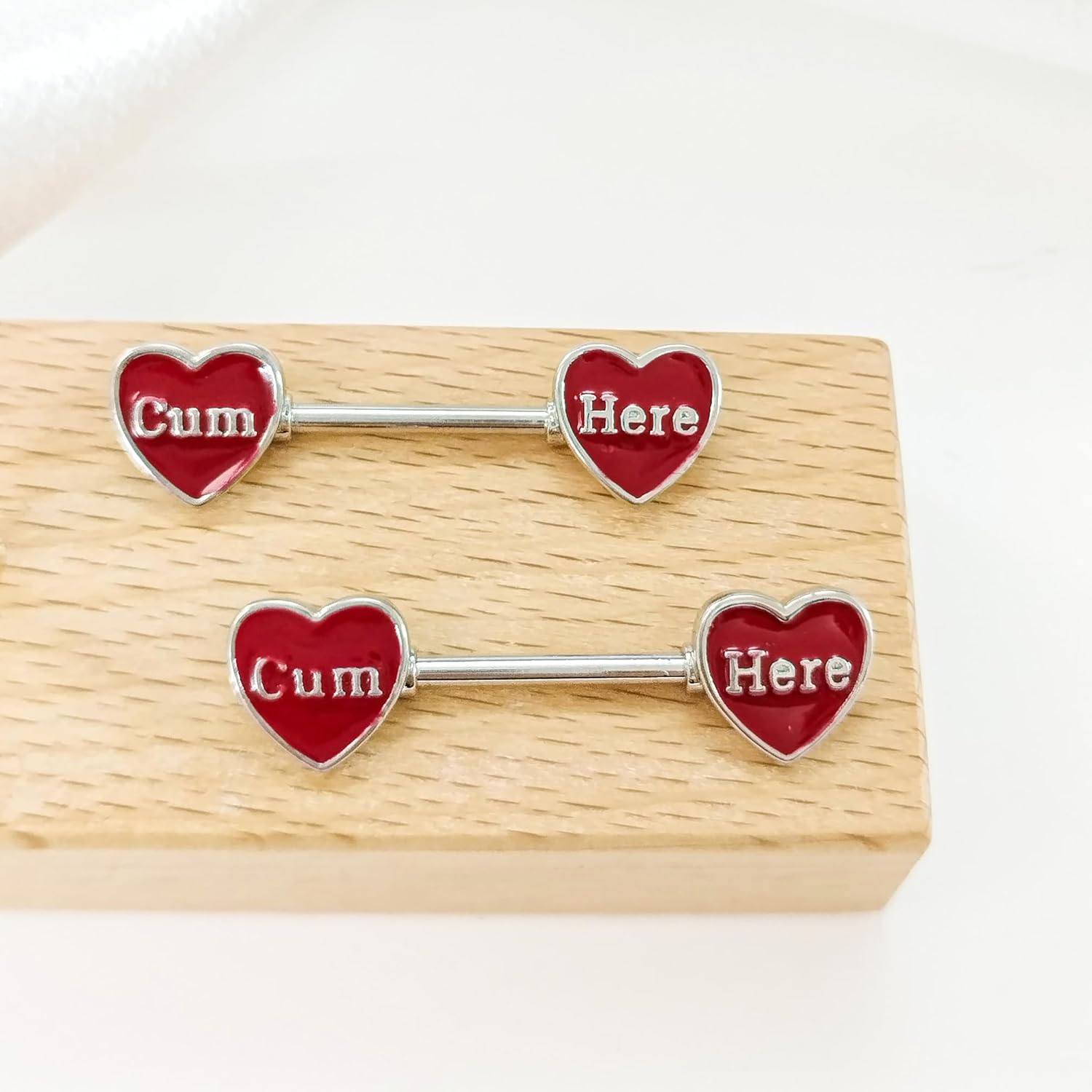 14G Red Heart Nipple Rings for Women Surgical Steel Love Heart Piercing Barbell Bite Me Cum Here Letter Nipple Studs Naughty Words Body Piercing Jewelry - QIAO CrystalQIAO CrystalQIAO Crystal