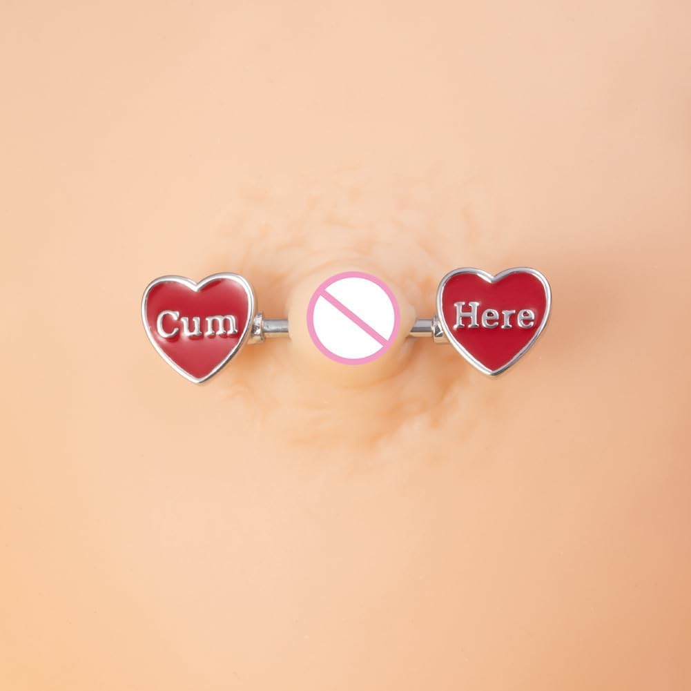 14G Red Heart Nipple Rings for Women Surgical Steel Love Heart Piercing Barbell Bite Me Cum Here Letter Nipple Studs Naughty Words Body Piercing Jewelry - QIAO CrystalQIAO CrystalQIAO Crystal