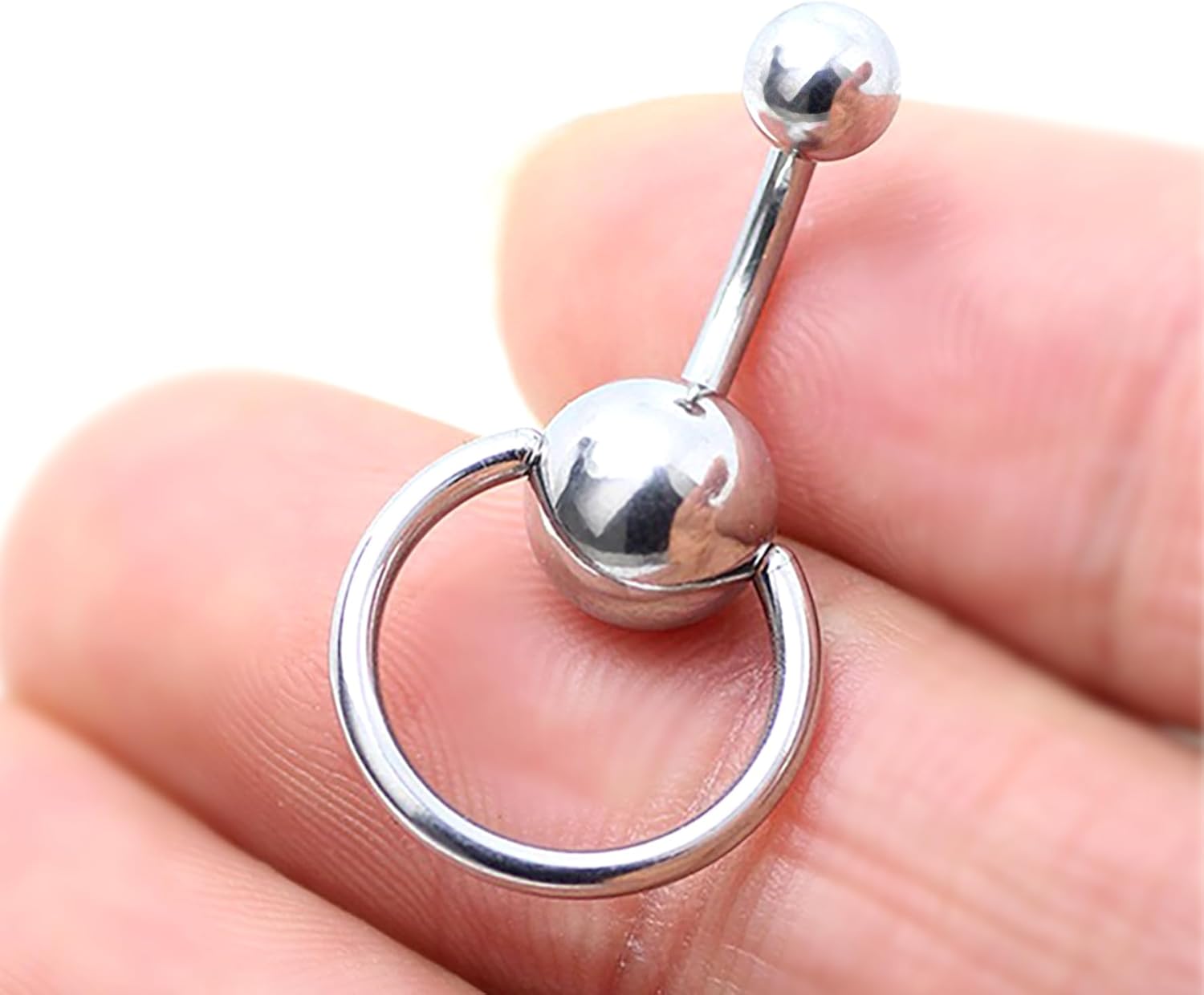 14g Short Bar Captive Bead Belly Button Ring for Women Belly Piercing, Surgical Steel Belly Rings Silver, 6mm 8mm 10mm Bar Length - 我的商店我的商店我的商店