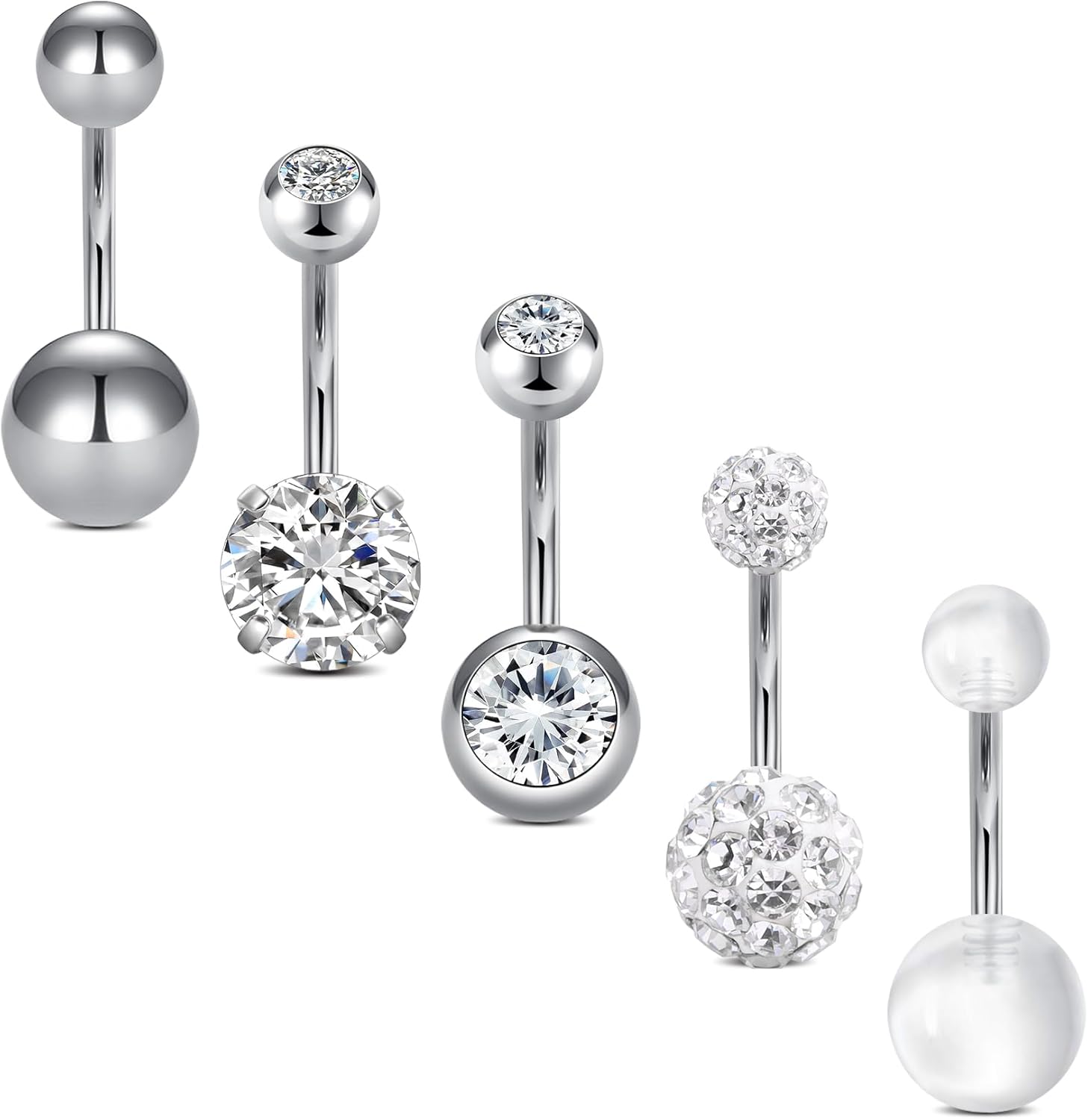 14G Stainless Steel Belly Button Rings 10mm 3/8" Barbell Belly Navel Rings Piercing for Women - 我的商店我的商店我的商店