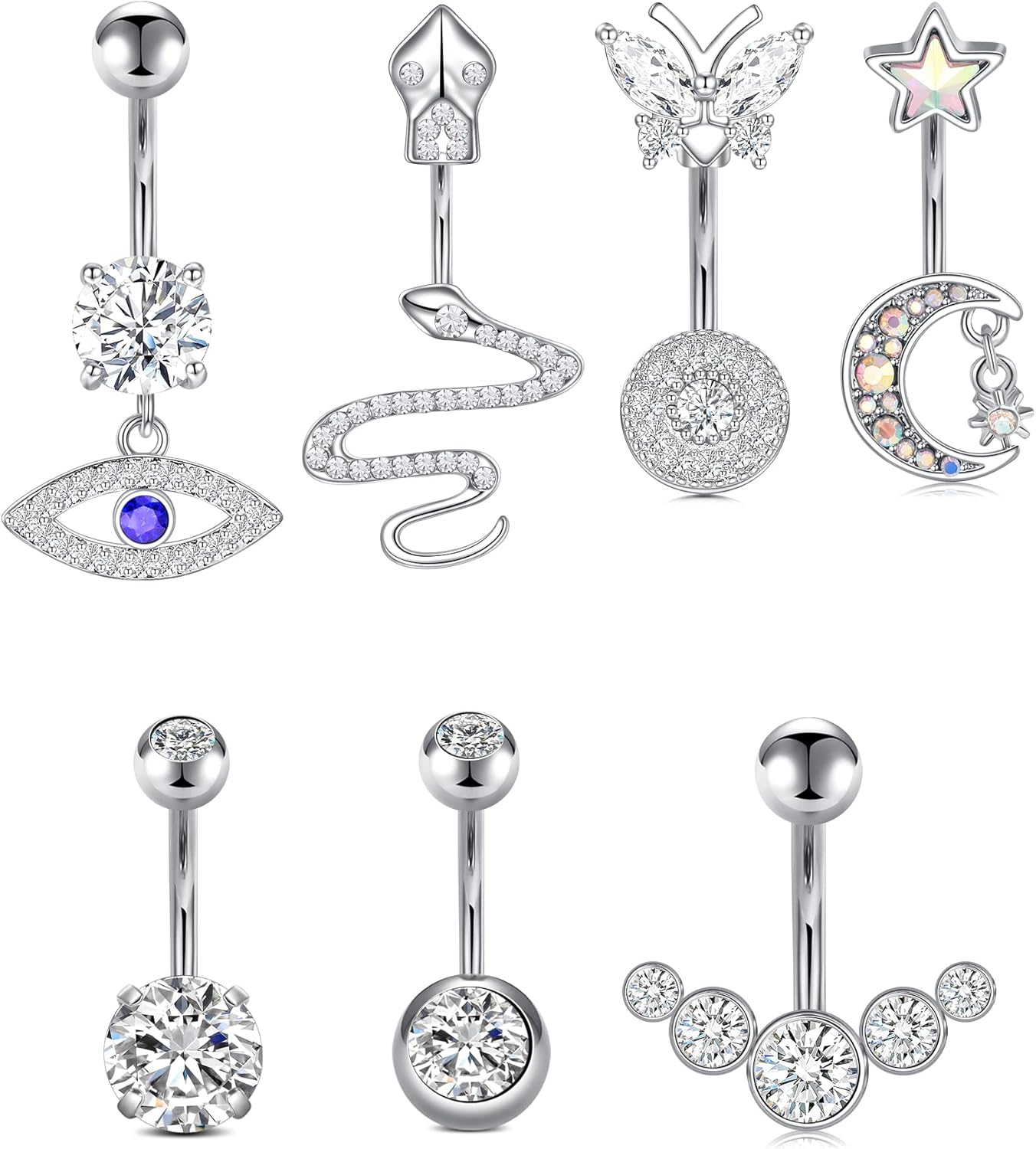 14G Stainless Steel Belly Button Rings 10mm 3/8" Barbell Belly Navel Rings Piercing for Women - 我的商店我的商店我的商店