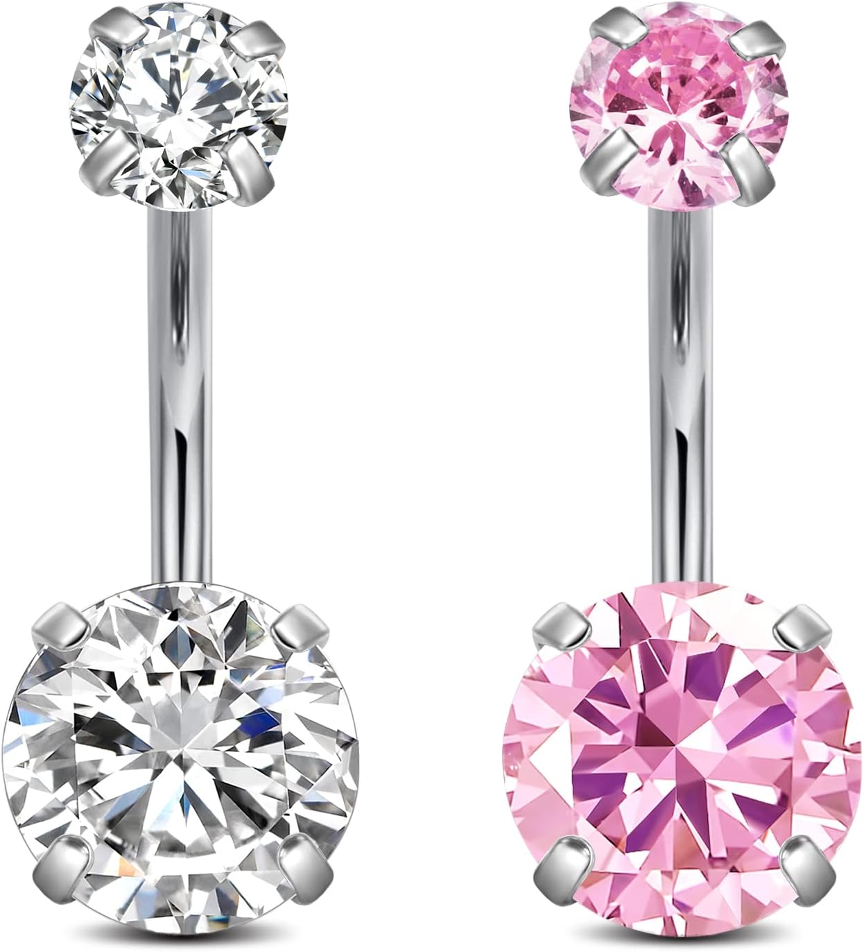 14G Stainless Steel Belly Button Rings 10mm 3/8" Barbell Belly Navel Rings Piercing for Women - 我的商店我的商店我的商店