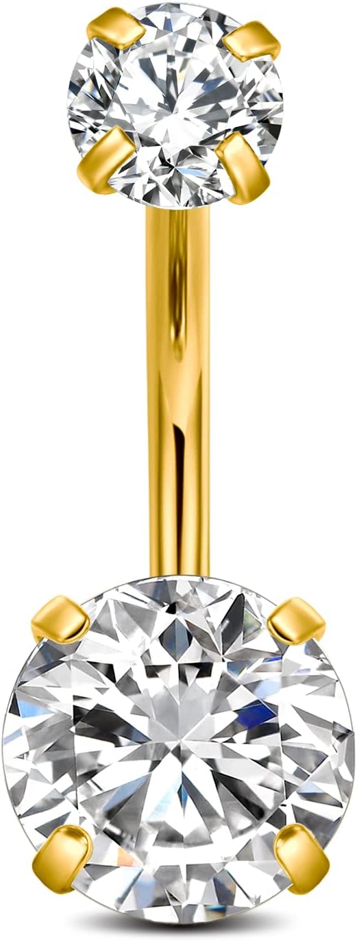 14G Stainless Steel Belly Button Rings 10mm 3/8" Barbell Belly Navel Rings Piercing for Women - 我的商店我的商店我的商店