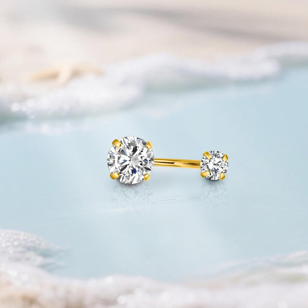 14G Stainless Steel Belly Button Rings 10mm 3/8" Barbell Belly Navel Rings Piercing for Women - 我的商店我的商店我的商店