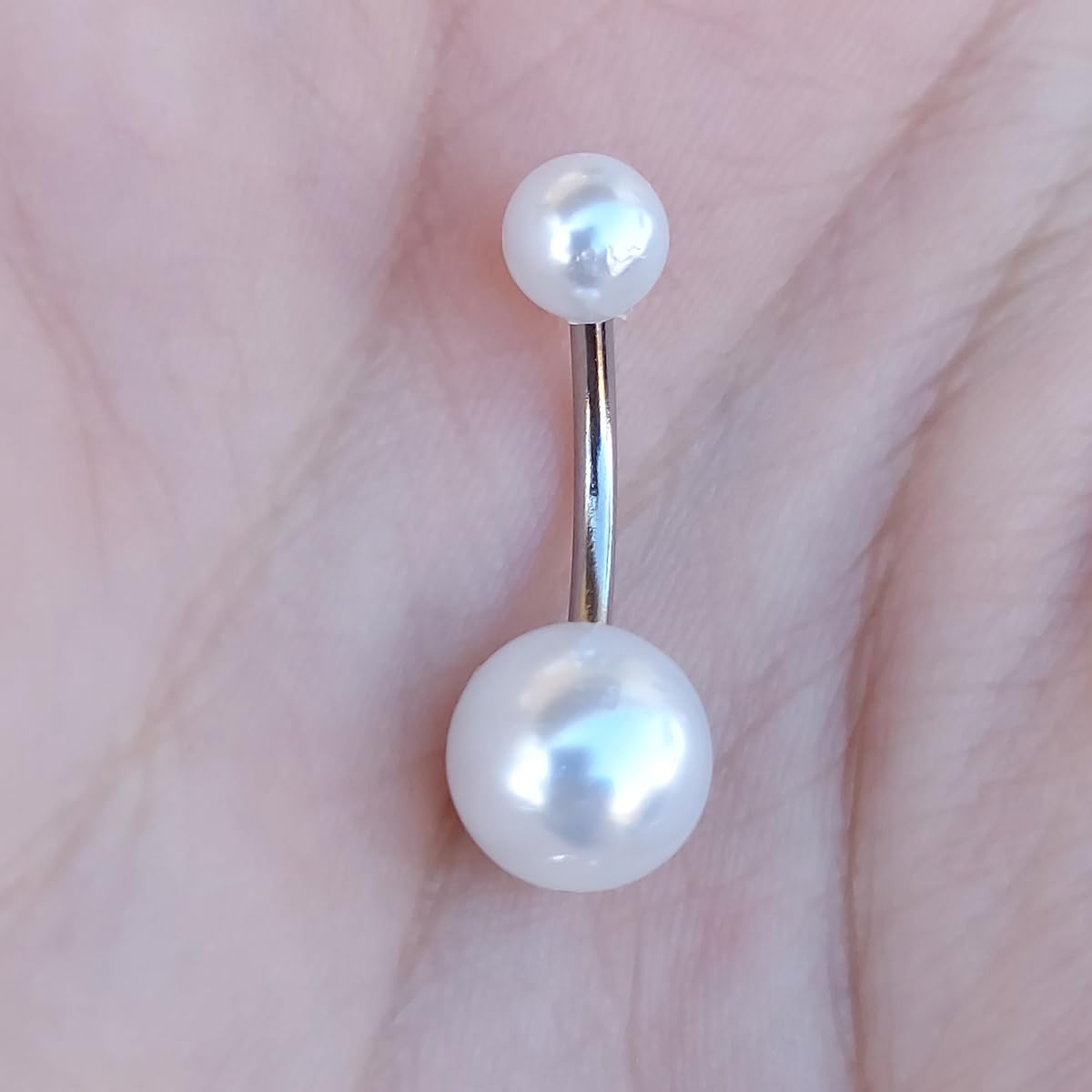 14G Stainless Steel Belly Button Rings for Women Girls Navel Rings Faux Synthetic Pearl Acrylic Balls Body Piercing - QIAO Crystal我的商店QIAO Crystal