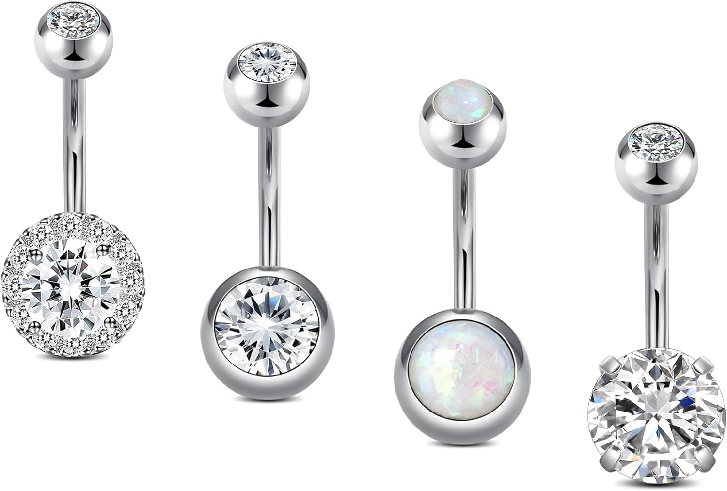 14G Stainless Steel Belly Button Rins, Heart CZ Belly Barbell Piercings, Cute Navel Piercing Jewelry For Women - 我的商店我的商店我的商店