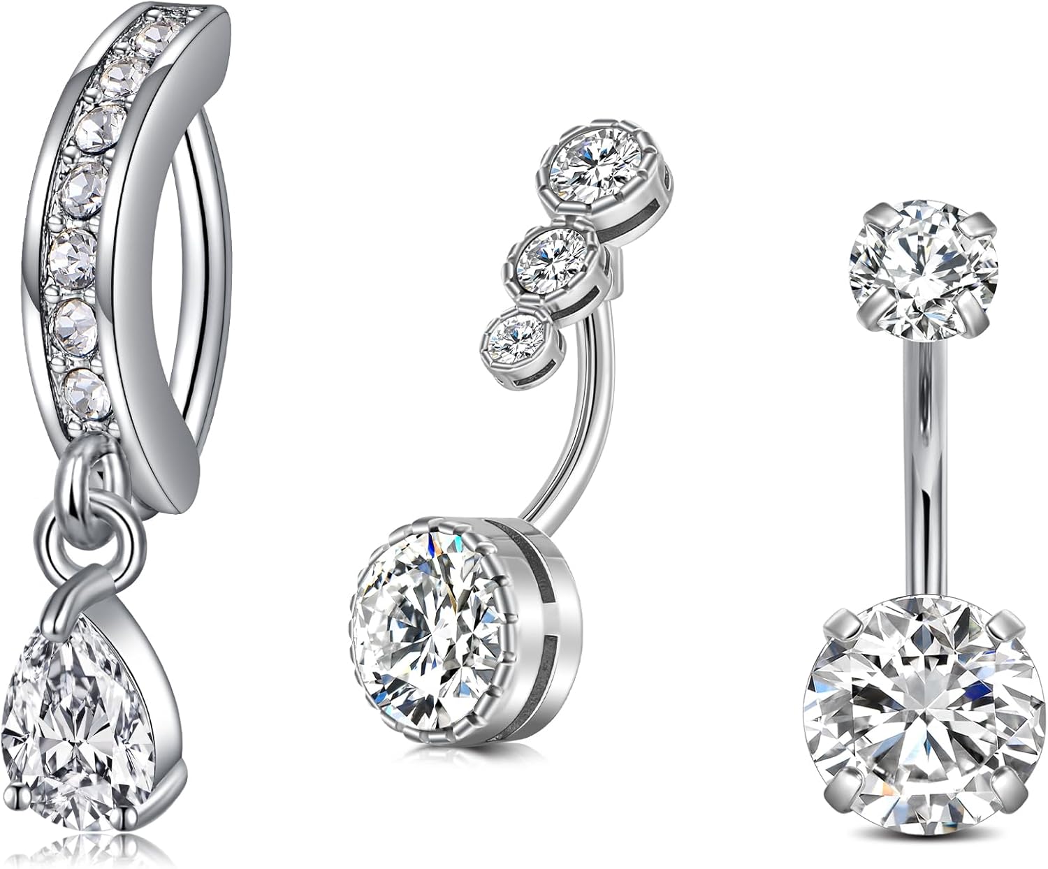 14G Stainless Steel Belly Button Rins, Heart CZ Belly Barbell Piercings, Cute Navel Piercing Jewelry For Women - 我的商店我的商店我的商店