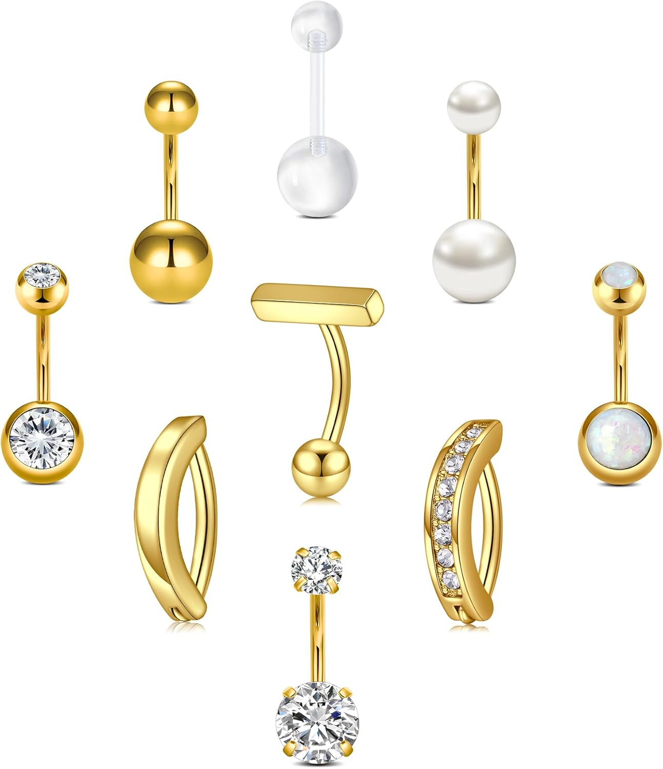 14G Stainless Steel Belly Button Rins, Heart CZ Belly Barbell Piercings, Cute Navel Piercing Jewelry For Women - 我的商店我的商店我的商店