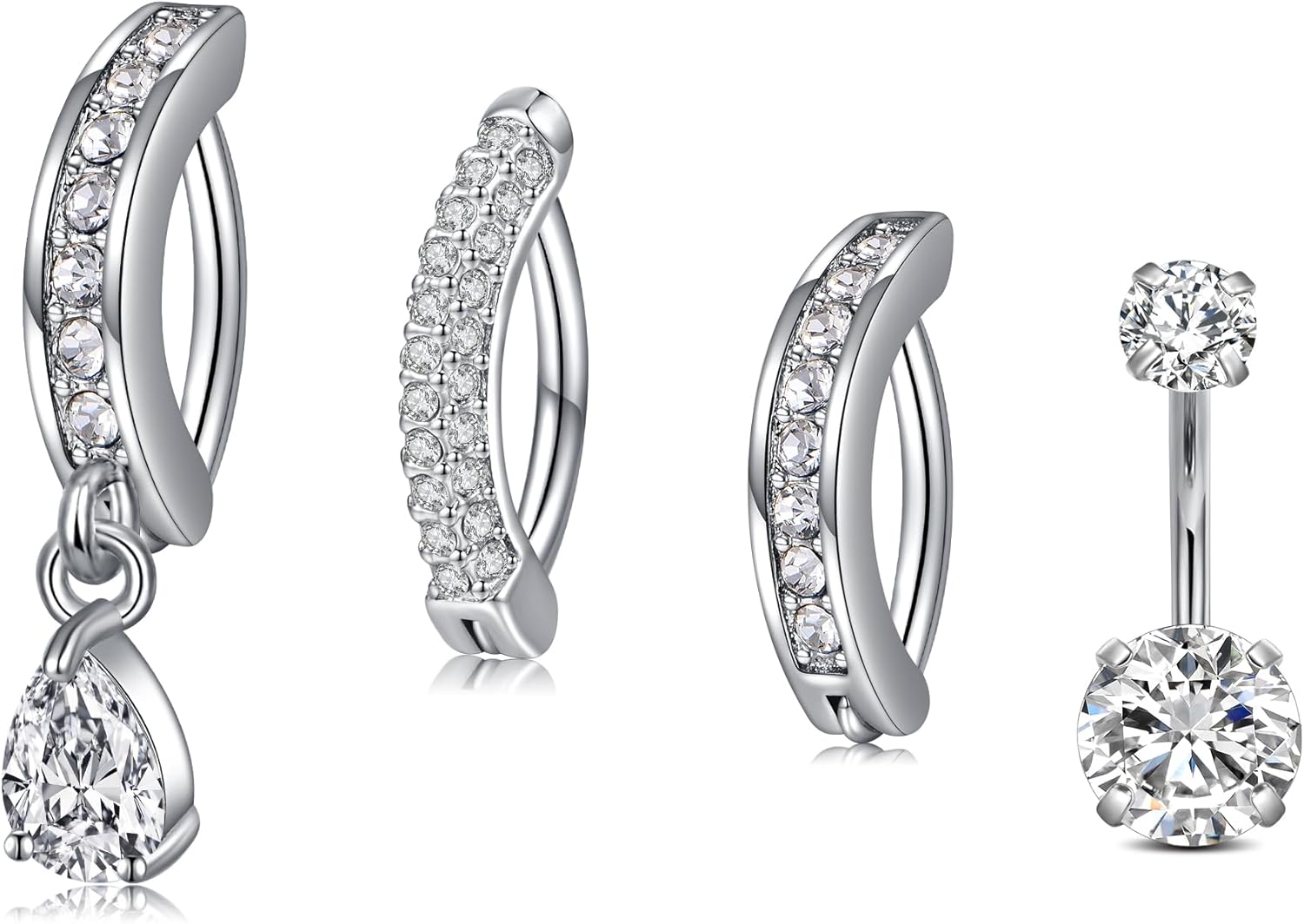 14G Stainless Steel Belly Button Rins, Heart CZ Belly Barbell Piercings, Cute Navel Piercing Jewelry For Women - 我的商店我的商店我的商店