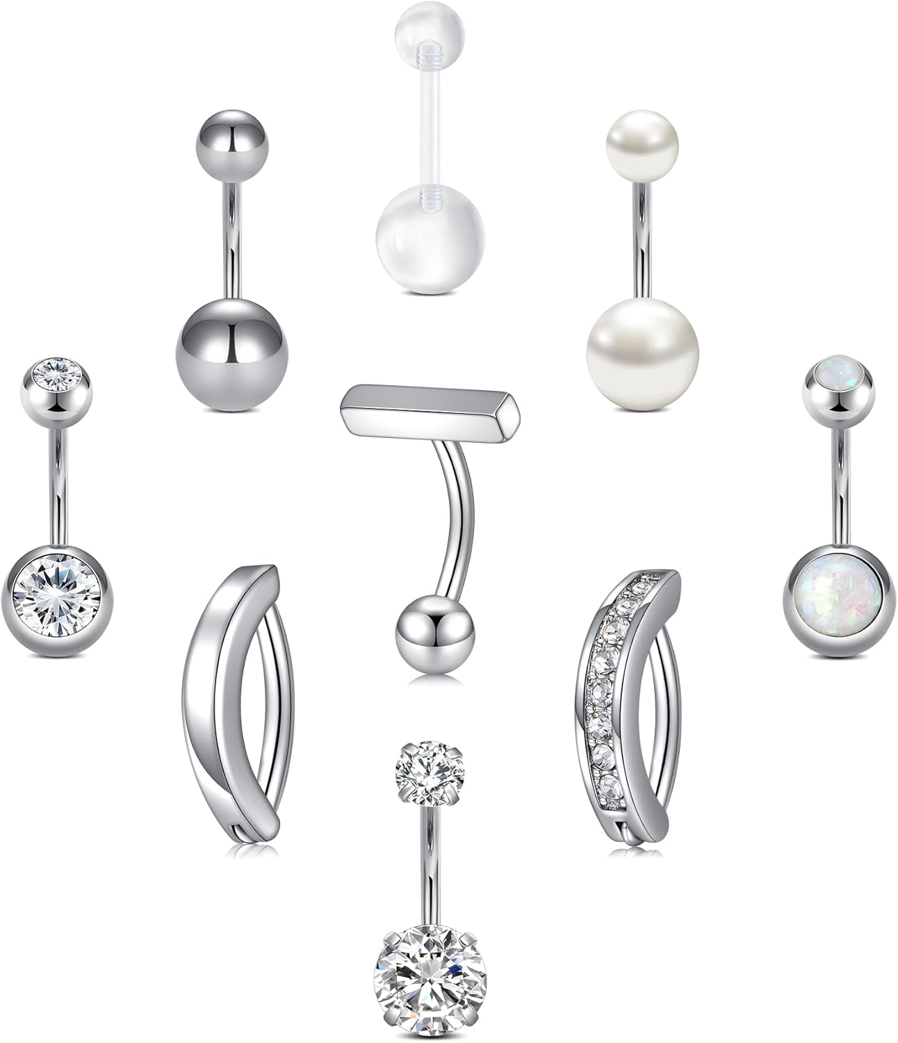 14G Stainless Steel Belly Button Rins, Heart CZ Belly Barbell Piercings, Cute Navel Piercing Jewelry For Women - 我的商店我的商店我的商店