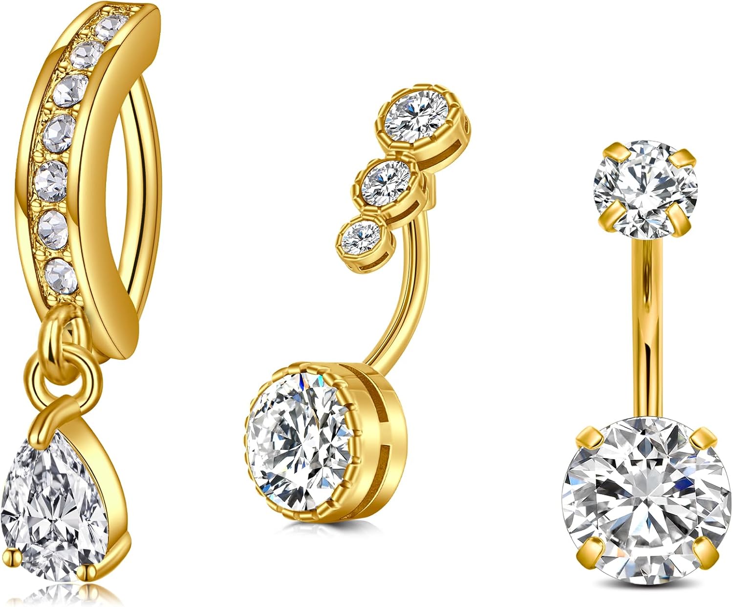 14G Stainless Steel Belly Button Rins, Heart CZ Belly Barbell Piercings, Cute Navel Piercing Jewelry For Women - 我的商店我的商店我的商店