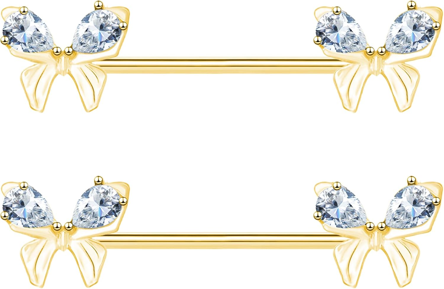 14G Stainless Steel Heart Nipple Rings and Barbell - Butterfly, Starlight Acrylic Ball, Tongue Rings for Women and Men - QIAO CrystalQIAO CrystalQIAO Crystal