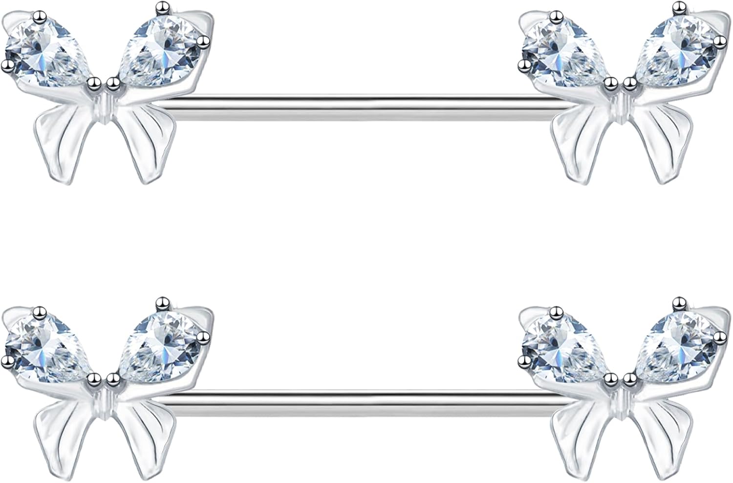 14G Stainless Steel Heart Nipple Rings and Barbell - Butterfly, Starlight Acrylic Ball, Tongue Rings for Women and Men - QIAO CrystalQIAO CrystalQIAO Crystal